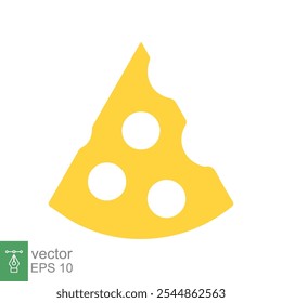 Cheese icon. Simple flat style. Slice of cheese, yellow piece of cheddar cheese, food concept. Vector illustration isolated on white background. EPS 10.