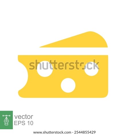 Cheese icon. Simple flat style. Slice of cheese, yellow piece of cheddar cheese, food concept. Vector illustration isolated on white background. EPS 10.