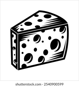 Cheese Icon, Cheese Slice, Food Icon, Dairy Product Vector Art Illustration