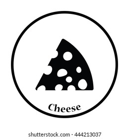Cheese icon. Thin circle design. Vector illustration.