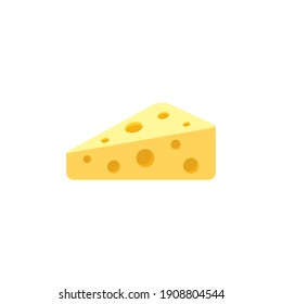 Cheese Icon Vector in Flat Design. A Slice of Cheddar Illustration