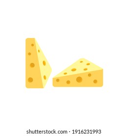 Cheese Icon Vector in Flat Design. Slices of Cheddar Illustration