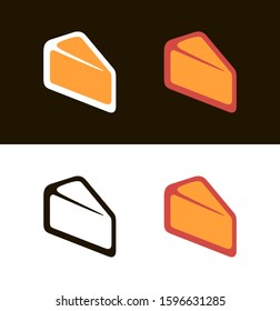 Cheese icon, vector flat emblem template on white and black background in different style. Swiss cheese illustration for advertising milk production in Web.