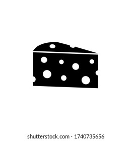Cheese icon vector illustration isolated on white. Black food silhouette.