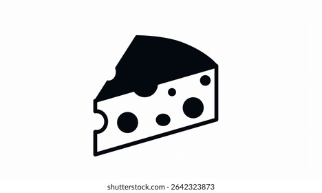 Icono de queso. Vector aislado editable en blanco y negro ilustración lineal de una pieza de Cheede.