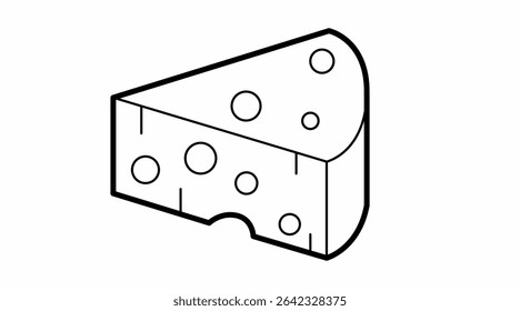 Cheese Icon. Vector isolated editable black and white linear illustration of a piece of Cheese.