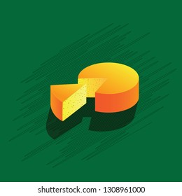 Cheese icon vector isolated on green background.