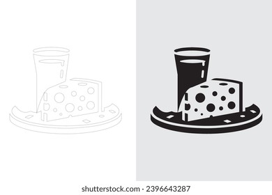 Cheese icon vector and out line set