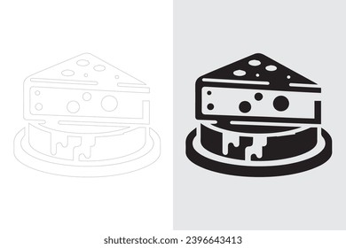 Cheese icon vector and out line set