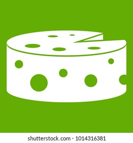 Cheese icon white isolated on green background. Vector illustration
