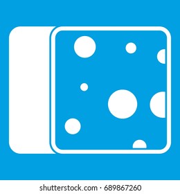Cheese icon white isolated on blue background vector illustration