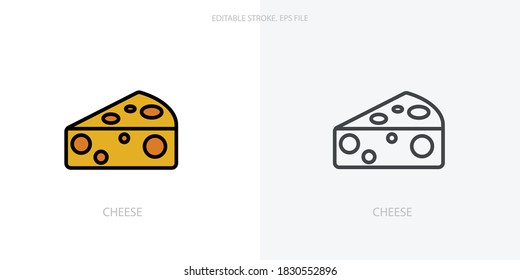 Cheese icon for your website, logo, app, UI, product print. Cheese concept flat Silhouette vector illustration icon. Editable stroke icons set 