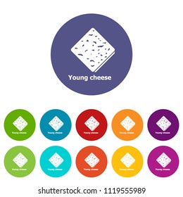 Cheese icons color set vector for any web design on white background