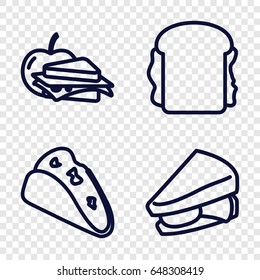 Cheese icons set. set of 4 cheese outline icons such as taco, sandwich
