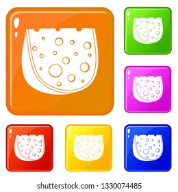 Cheese icons set collection vector 6 color isolated on white background