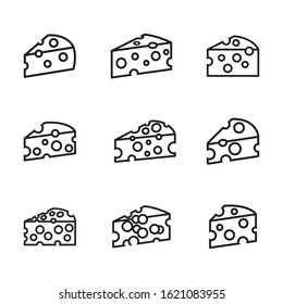 Cheese icons set, filled flat sign, solid pictogram isolated on white, logo vector illustration