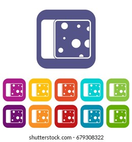 Cheese icons set vector illustration in flat style In colors red, blue, green and other