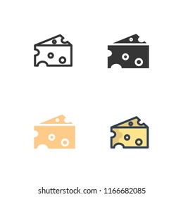 cheese icons vector with four different styles
