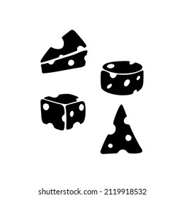 
cheese icons vector set. cheese icons for the menu, for sites and applications. cheese silhouette. a piece of cheese 