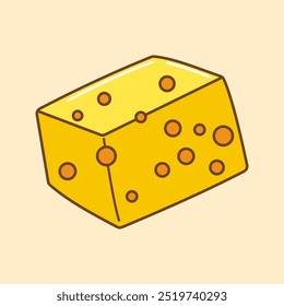 Ilustración de queso de color plano aislado sobre fondo amarillo