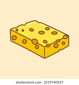 Cor plana da ilustração do queijo isolada no fundo amarelo