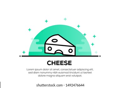 CHEESE AND ILLUSTRATION ICON CONCEPT