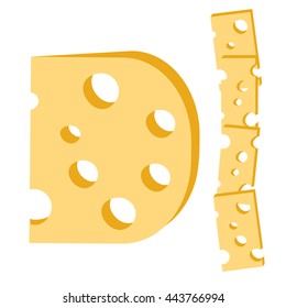 Cheese, Isolated object on a white background. Vector illustration