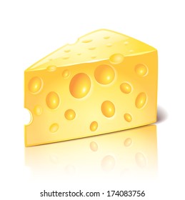 Cheese isolated on white photo-realistic vector illustration