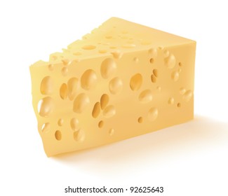 Cheese isolated on white. Vector illustration. Mesh