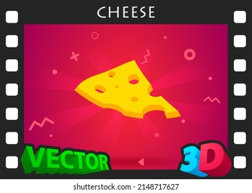 Cheese isometric design icon. Vector web illustration. 3d colorful concept