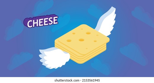 Icono de diseño isométrico de queso. Ilustración web de vectores. 3.ª colorida concepción