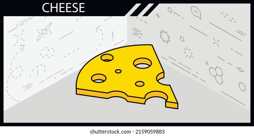 Cheese isometric design icon. Vector web illustration. 3d colorful concept