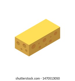 Cheese isometric icon. Vector illustration.