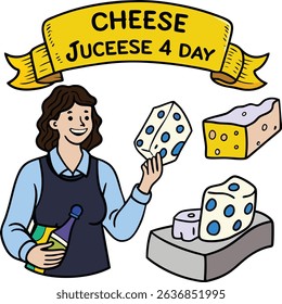 Cheese juceese 4 day celebration woman holding cheese selection