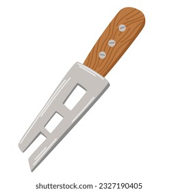 Cheese Knife. Utensils. Kitchen tools. Vector Hand draw Illustration isolated on the white background. 