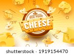 Cheese label eco food poster, banner menu product. Vector illustration