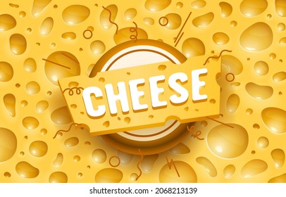 Cheese label eco food poster, banner menu product. Vector illustration