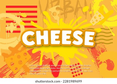 Cheese label eco food poster, banner menu product. Vector illustration