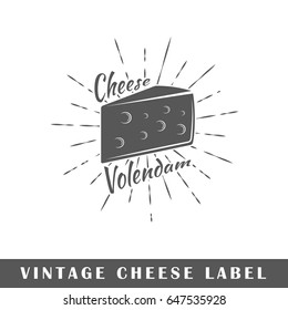 Cheese label isolated on white background. Design element. Template for logo, signage, branding design. Vector illustration
