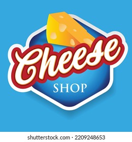 Cheese label lettering sign vector