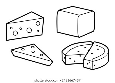 cheese Line Art Clean Modern and Stylish Illustrations