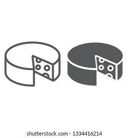 Cheese line and glyph icon, food and milk, cheddar sign, vector graphics, a linear pattern on a white background, eps 10.