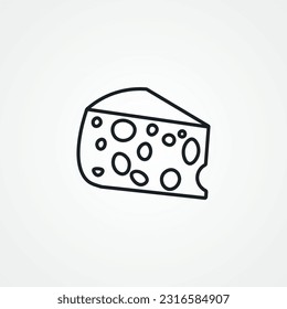 Icono de línea de queso, icono de línea de queso