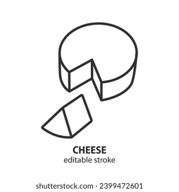 Cheese line icon. Dairy product vector illustration. Editable stroke.