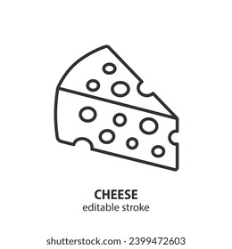 Cheese line icon. Dairy product vector illustration. Editable stroke.