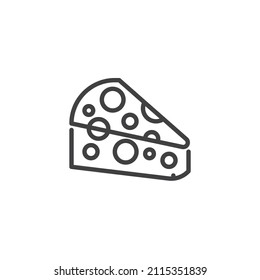 Icono de línea de queso. signo de estilo lineal para concepto móvil y diseño web. Icono vectorial del contorno del triángulo del queso. Símbolo, ilustración del logotipo. Gráficos vectoriales