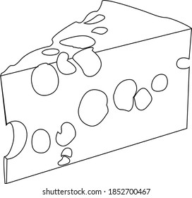 Icono de línea de queso, símbolo vector de contorno, aislado en blanco. ilustración de logotipo