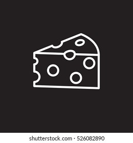Cheese line icon, outline vector sign, linear pictogram isolated on black. logo illustration