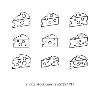 Käseliniensymbole Set, bearbeitbarer Strich einzeln auf Weiß, lineare Vektorgrafik, Logo-Design-Stil