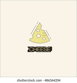 Cheese logo. Cheese icon flat. Cheese line style logotype.
